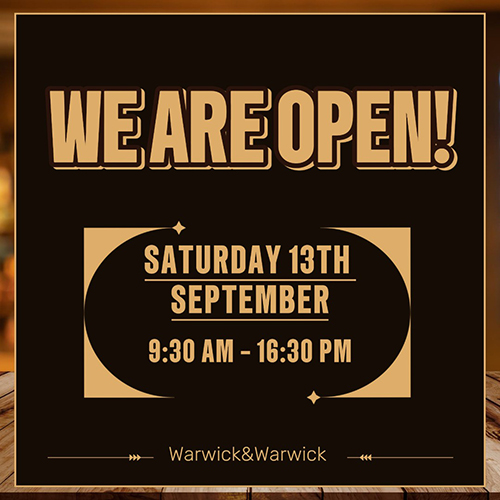 Saturday 13th September open hours.