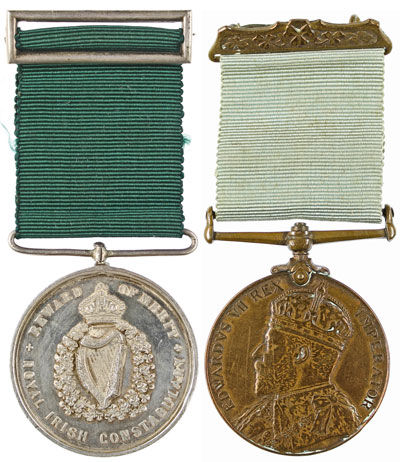 1920 Irish Constabulary Medal for gallantry sold in 22nd April Auction