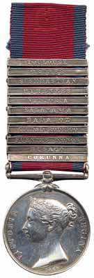 1814 Military General Service Medal 11 clasp combination, to a Bugler in 95th Foot.