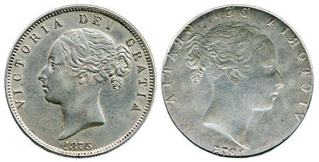1875 halfcrown brockage offered in our 17th June specialist coin auction