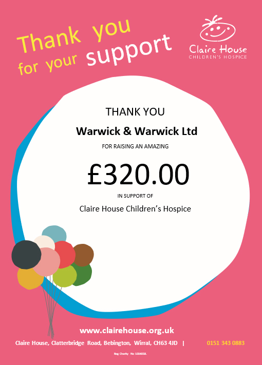 Donation to Claire House Children’s Hospice