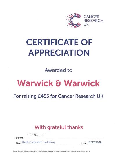 Donation to Cancer Research UK