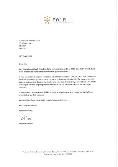 Charitable donation to FAIR