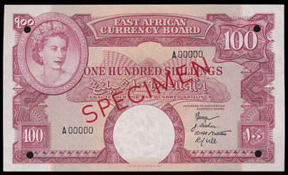 Specimen banknotes to be offered in our 21st February 2018 auction