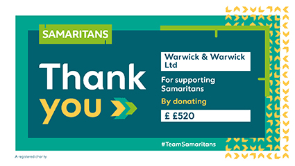 Donation to the Samaritans