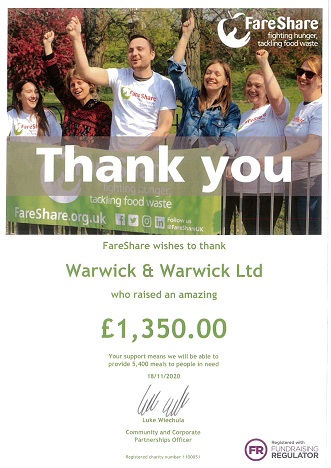 Charity donation to FareShare