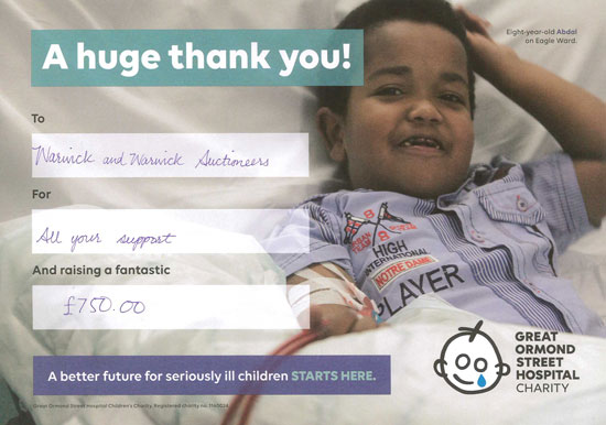 Charity donation to Great Ormond Street Hospital