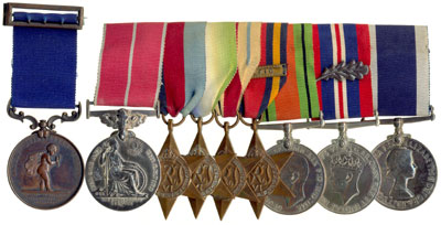 Royal Humane Society, British Empire Medal, MID group to Chief Petty Officer Hiscox