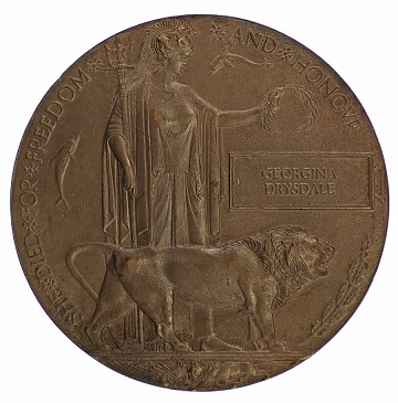Rare femaleâ€™s WW1 Memorial Plaque in 21st April Medal Auction