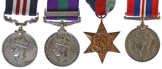 Scarce 1936 Palestine Military Medal group in 17th October Medal Auction