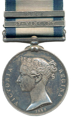 1798 NGSM 2 clasps, St Vincent and Nile, to James Young, makes Â£3,910